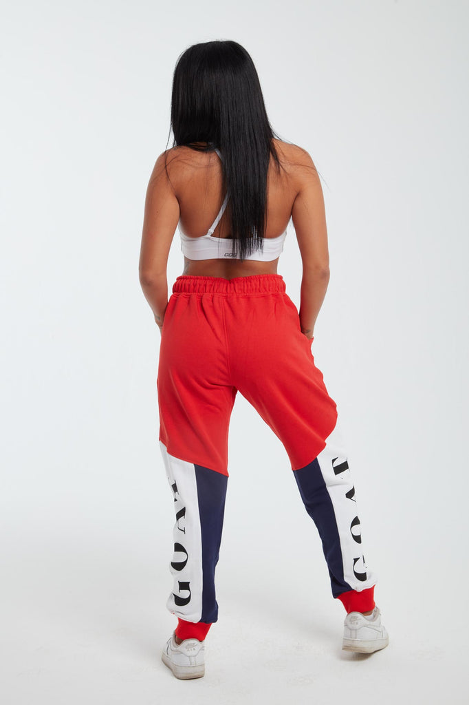 Red Tri-Panel Track Pants