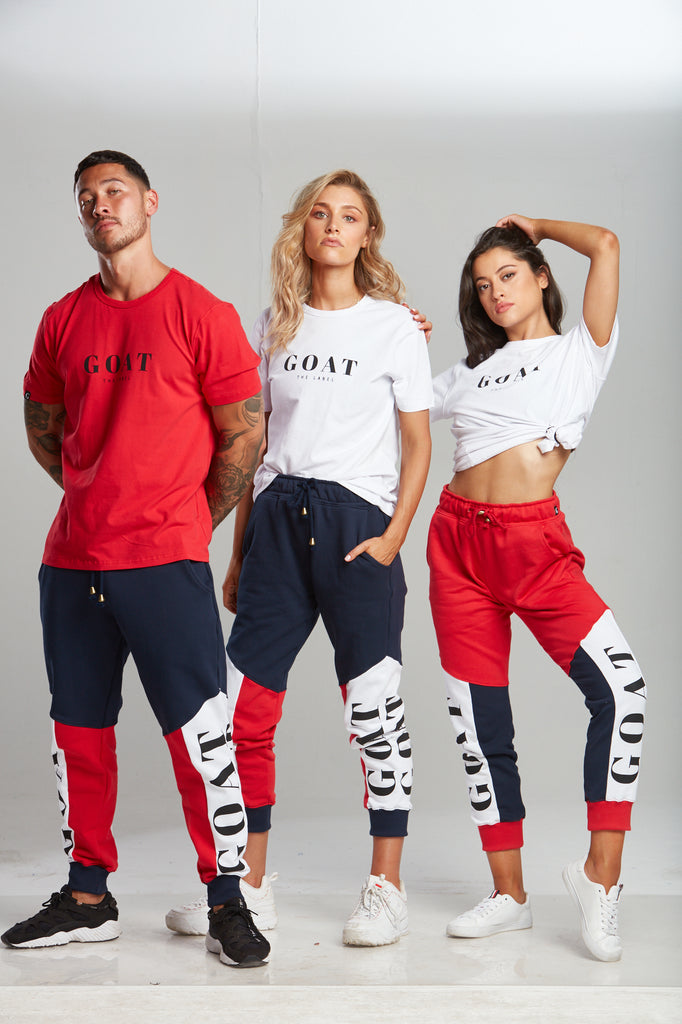 Red Tri-Panel Track Pants